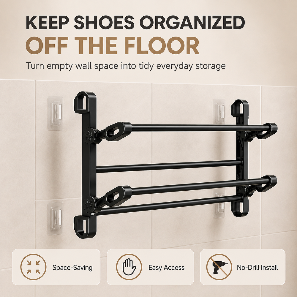 ๐ Foldable Wall Shoe Rack โ Save Space & Stay Organized | 50% OFF ๐ฅ