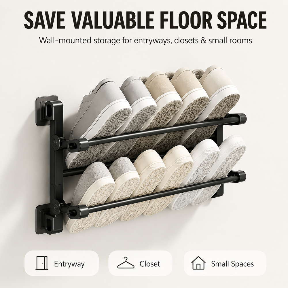 ๐ Foldable Wall Shoe Rack โ Save Space & Stay Organized | 50% OFF ๐ฅ