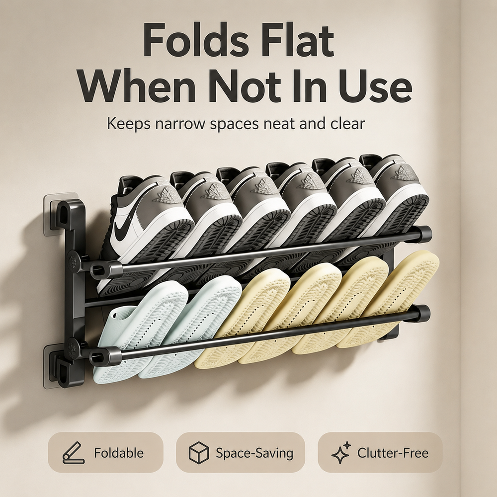 ๐ Foldable Wall Shoe Rack โ Save Space & Stay Organized | 50% OFF ๐ฅ
