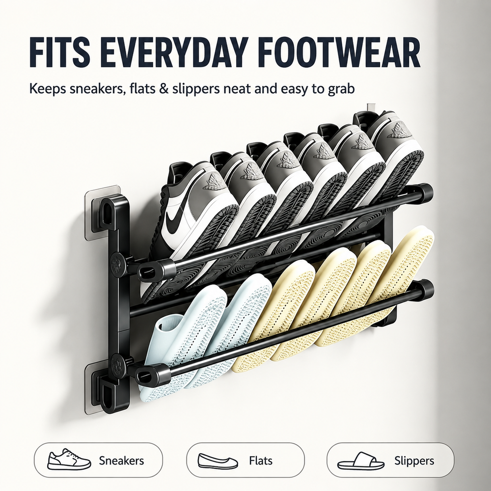 ๐ Foldable Wall Shoe Rack โ Save Space & Stay Organized | 50% OFF ๐ฅ