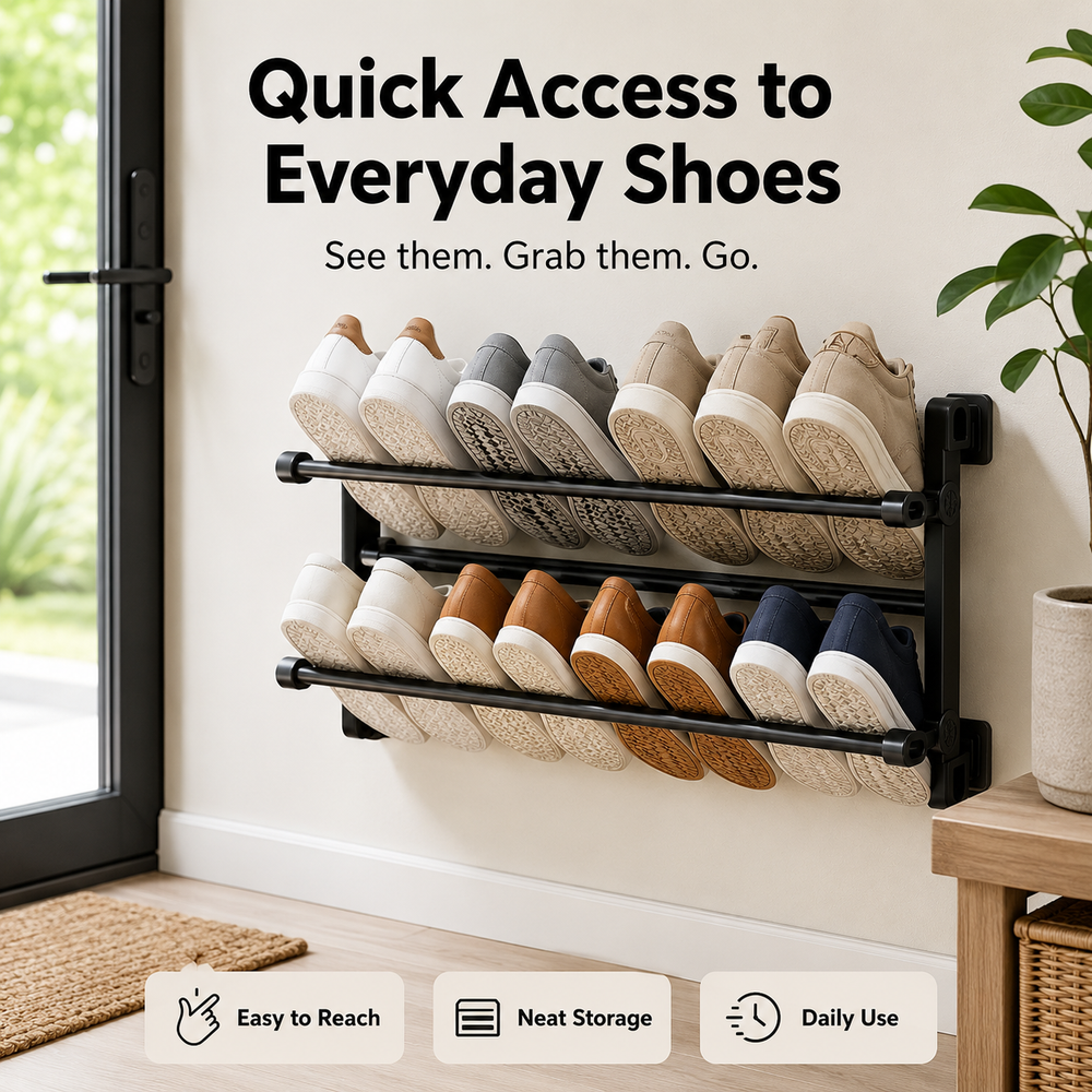 ๐ Foldable Wall Shoe Rack โ Save Space & Stay Organized | 50% OFF ๐ฅ