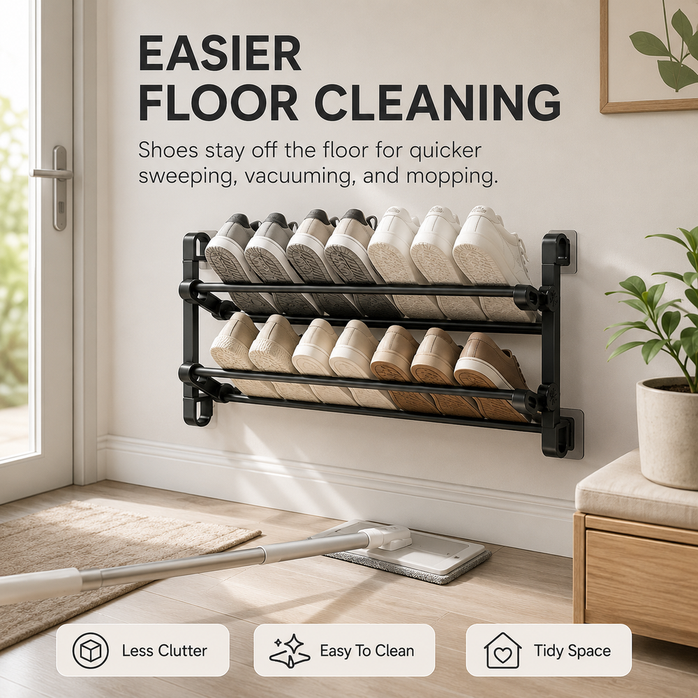๐ Foldable Wall Shoe Rack โ Save Space & Stay Organized | 50% OFF ๐ฅ